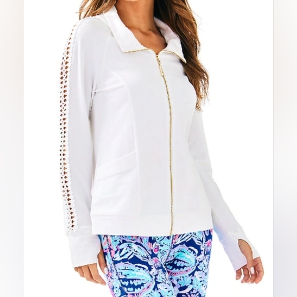 Lily Pulitzer Brigantine White Gold Glitter Stripe Pineapple Jacket size small - Picture 1 of 16